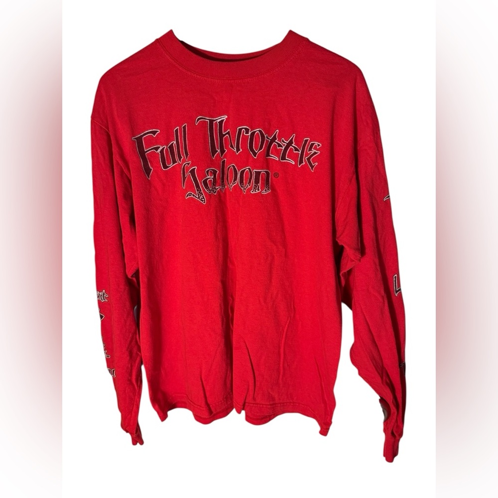 Vintage 2002 Full Throttle Saloon FTS Long Sleeve Shirt red black silver Sz M